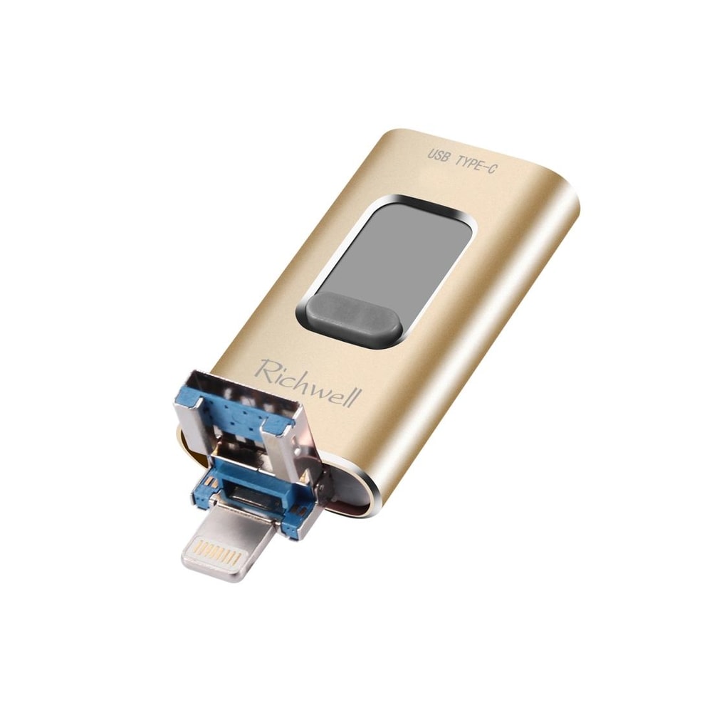 Richwell 3 in 1 OTG USB Drive Type C Lightning USB 3.0 16GB Metal Flash Drive