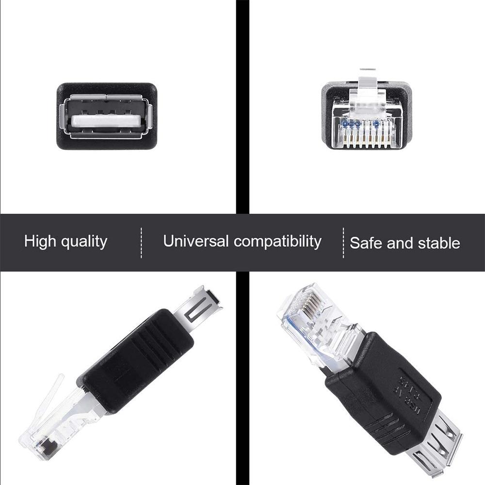 RJ45 Male to USB-A Female Adapter Black Network Converter for Stable Device Connectivity
