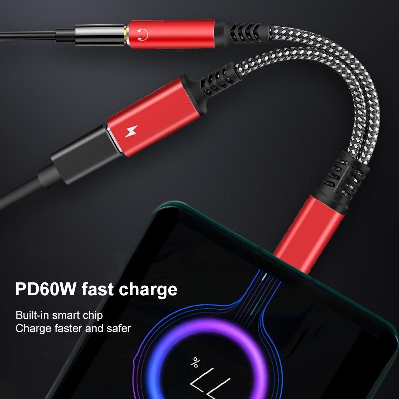 USBC Audio Adapter With 60W PD Fast Charging And 35mm Headphone Jack 3