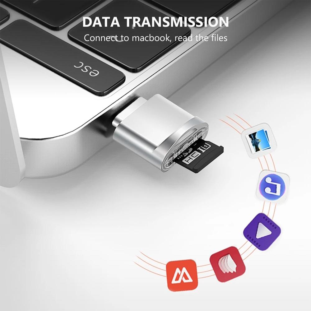 USB C Micro SD Card Reader OTG Adapter Compact Type C Memory Card Reader