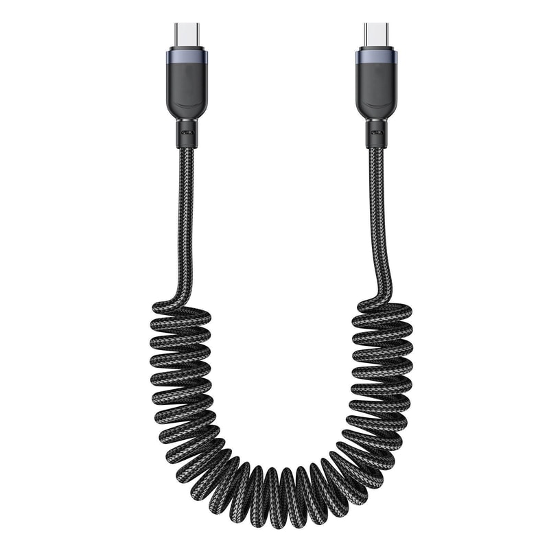 CA205 USB-C to USB-C Spring Charging Cable 1.5m Fast Charge Data Cable with Tangle-Free Design