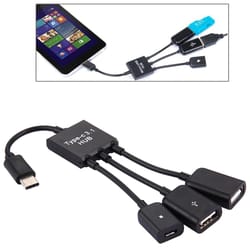 3-port usb-c hub with otg charging cable for laptop and smartphone connectivity