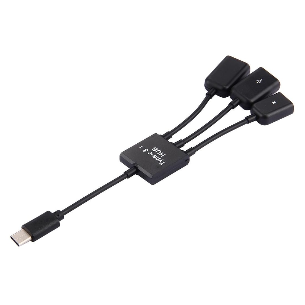 3-Port USB-C Hub with OTG Charging Cable for Laptop and Smartphone Connectivity
