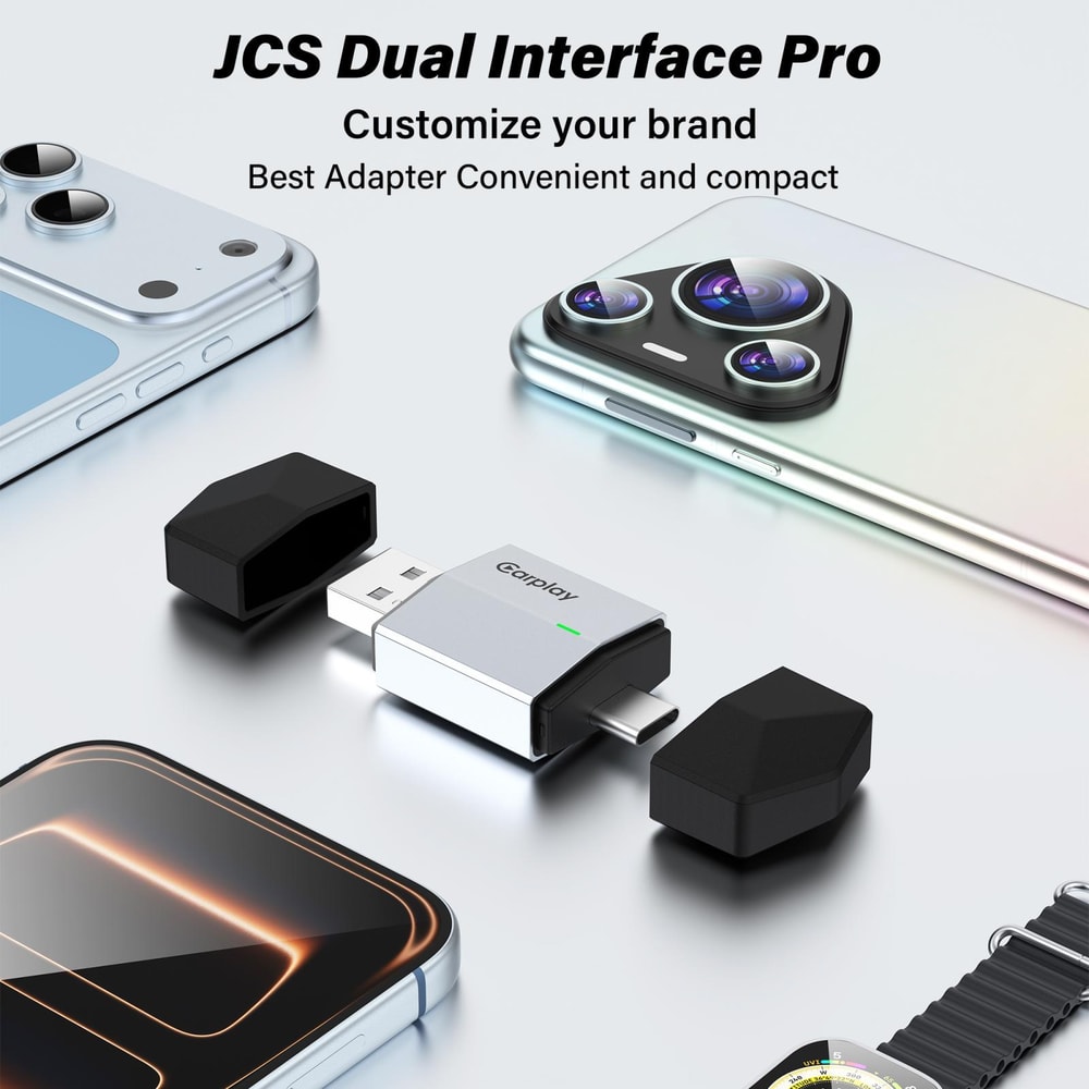 Wireless CarPlay & Android Auto Adapter USB-A USB-C Plug & Play Dual Port Car Connectivity Adapter