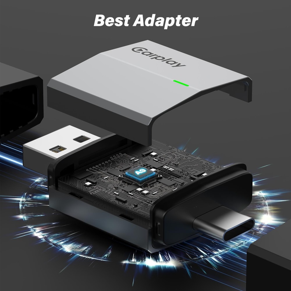 Wireless CarPlay & Android Auto Adapter USB-A USB-C Plug & Play Dual Port Car Connectivity Adapter