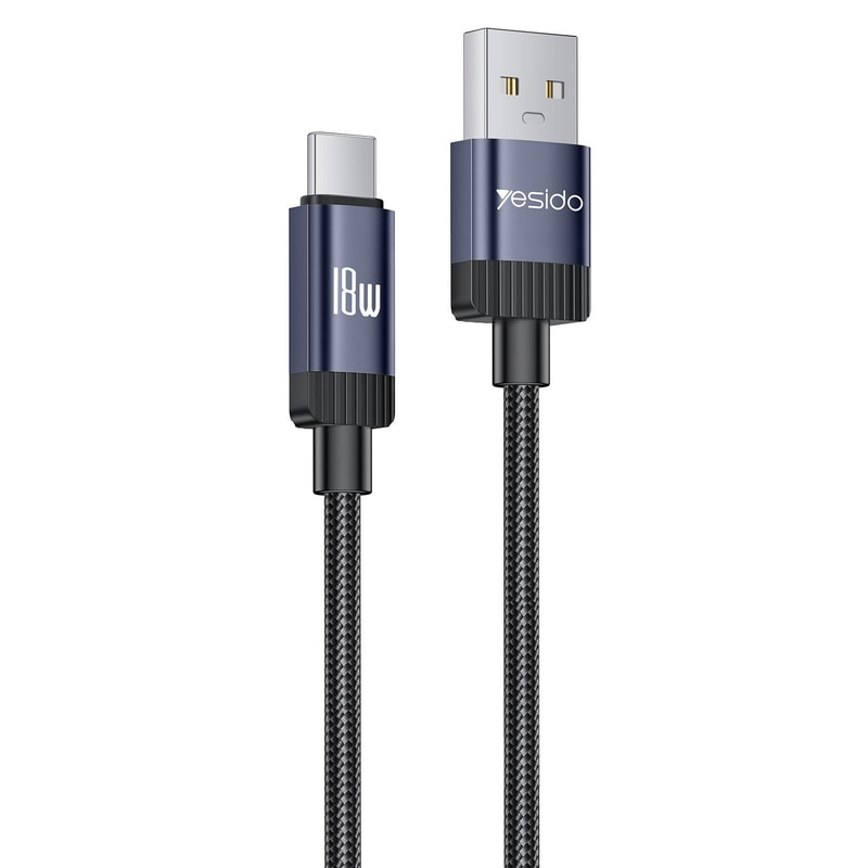 CA204C 18W USB to USB-C Braided Charging & Data Cable 1m Gun Grey