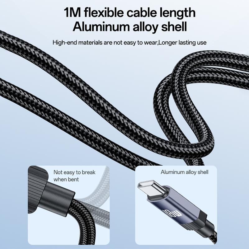 CA204C 18W USB to USB-C Braided Charging & Data Cable 1m Gun Grey