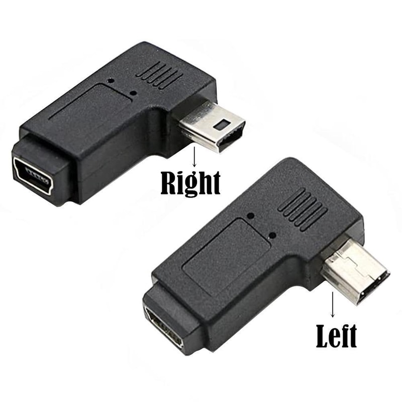 90 Degree Mini USB Right Angle Male to Female Extension Adapter USB 2.0 Black