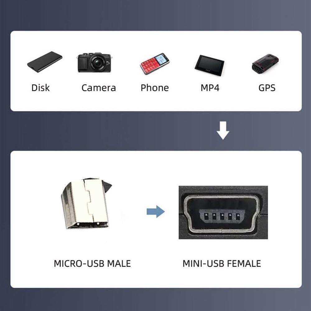 90 Degree Mini USB Right Angle Male to Female Extension Adapter USB 2.0 Black