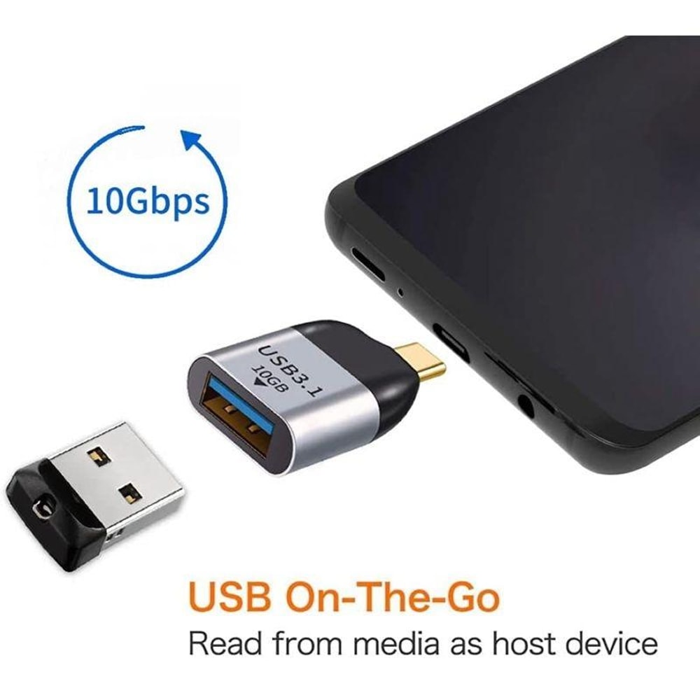 USB 3.0 to USB-C OTG Adapter 10Gbps Type-A Female to Type-C Male High Speed Data Converter