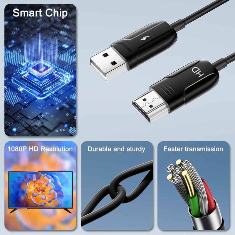 USB to HDMI Cable Screen Mirroring Adapter and Play HD Display Converter 70cm