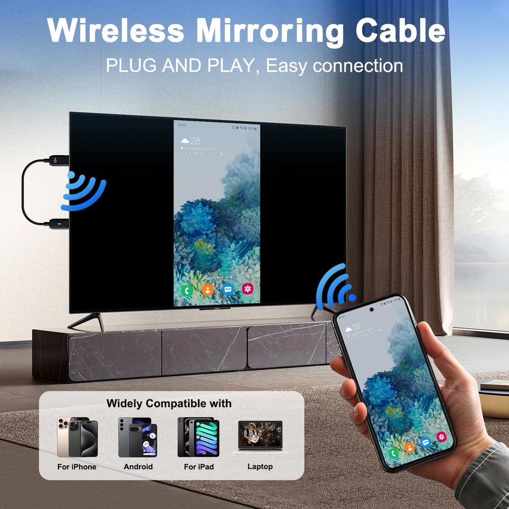 USB to HDMI Cable Screen Mirroring Adapter and Play HD Display Converter 70cm