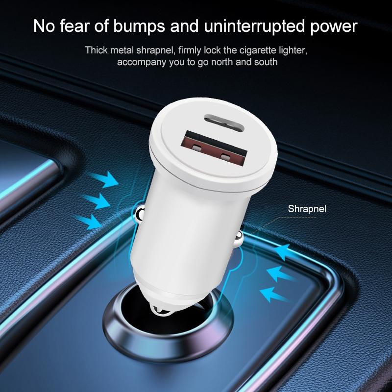 PowerDrive 20W Fast Charging Car Charger with USB-C PD & QC 3.0 Dual Ports