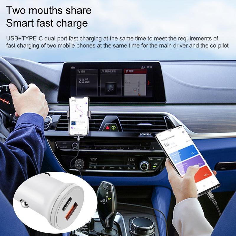 PowerDrive 20W Fast Charging Car Charger with USB-C PD & QC 3.0 Dual Ports