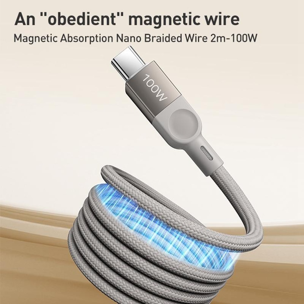 MOMAX 100W Magnetic USBC To USBC Braided Fast Charging Cable 2M 1