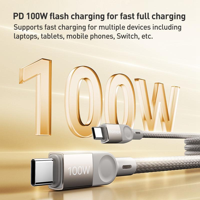 MOMAX 100W Magnetic USBC To USBC Braided Fast Charging Cable 2M 4