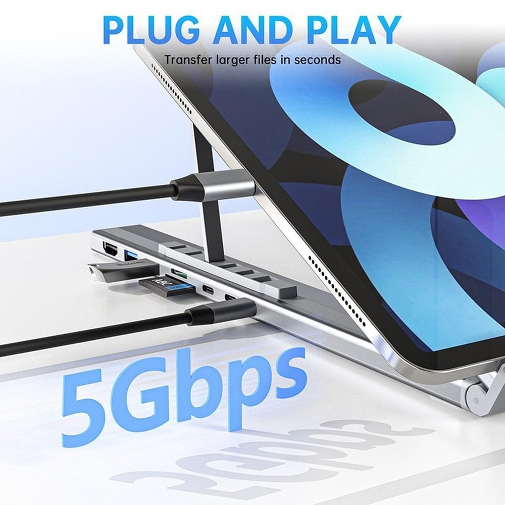 USB C Docking Station Laptop Stand with Gigabit Ethernet 4K HDMI