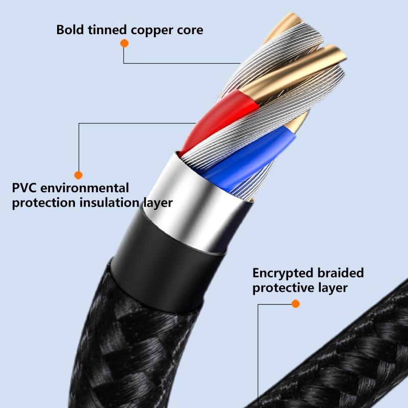 Fast Charging Braided Data Cable 66W USB to Lightning USB Micro USB