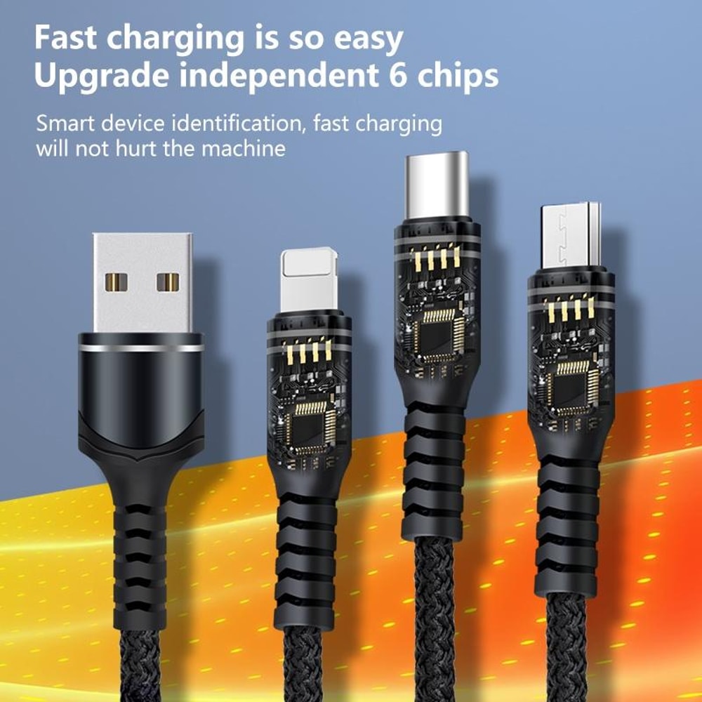 Fast Charging Braided Data Cable 66W USB to Lightning USB Micro USB