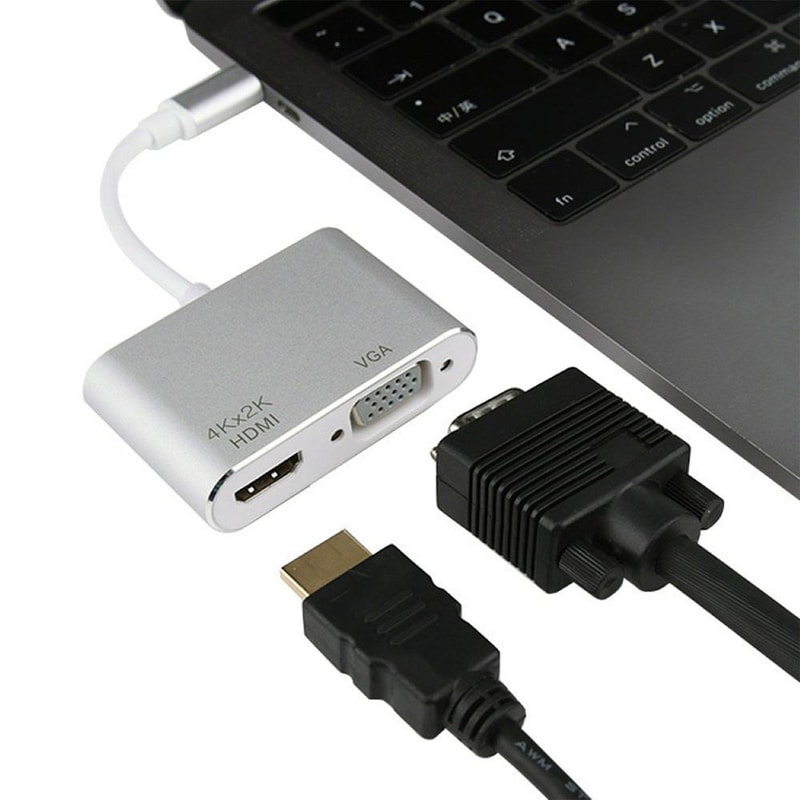 Premium USB C Multiport Adapter Hub with 4K HDMI VGA USB