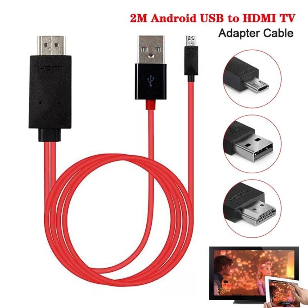 2m MHL HDMI Converter Cable Micro USB to HDMI Adapter for Full HD 1080P Devices