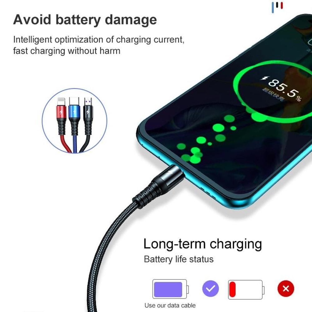 Universal Fast Charging USB Cable USB C, Micro USB