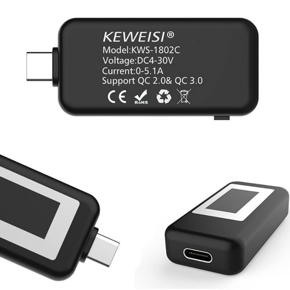 USB C Tester & Voltmeter Ammeter Charger Detector with Real Time Display
