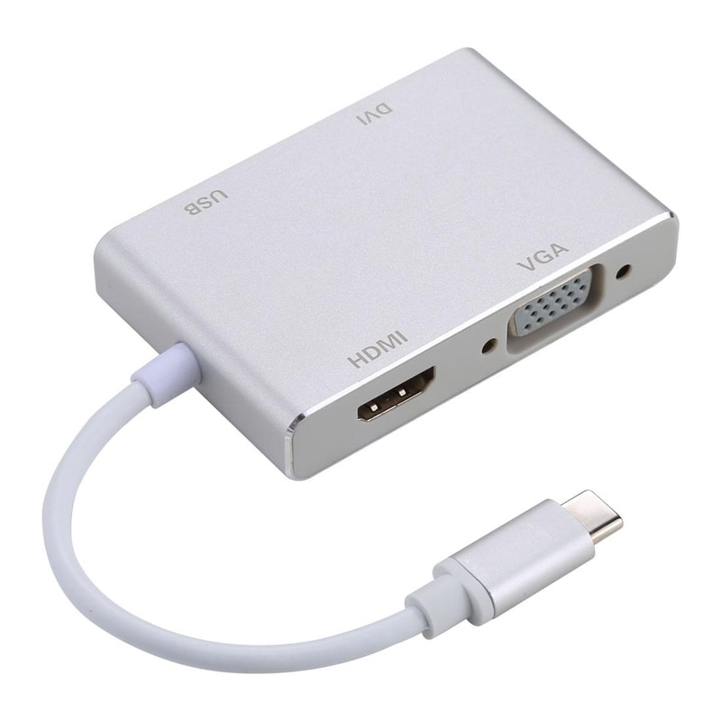 UltraCompact USB C Hub Adapter HDMI VGA & DVI Video Converter