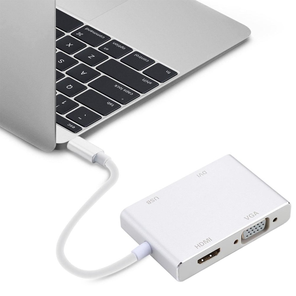 UltraCompact USB C Hub Adapter HDMI VGA & DVI Video Converter