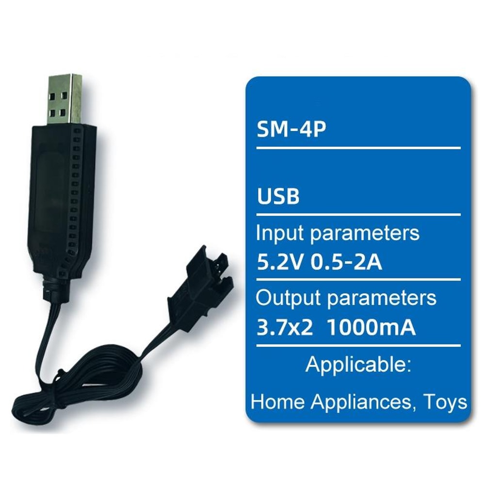 Premium 7.4V 18650 USB Charging Cable with Connector
