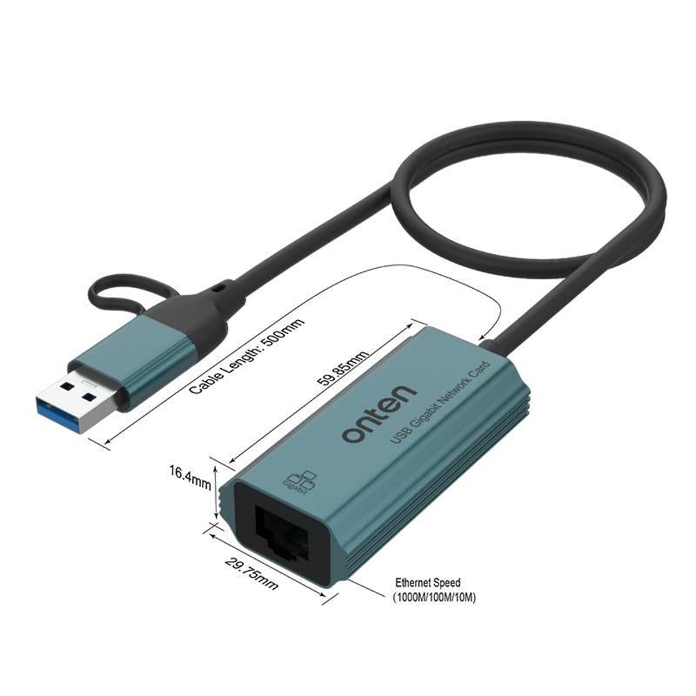 USB C Gigabit Ethernet Adapter with Network Hub
