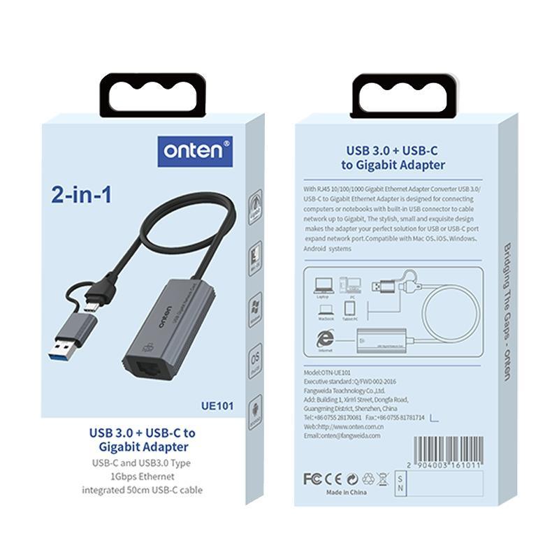 USB C Gigabit Ethernet Adapter with Network Hub
