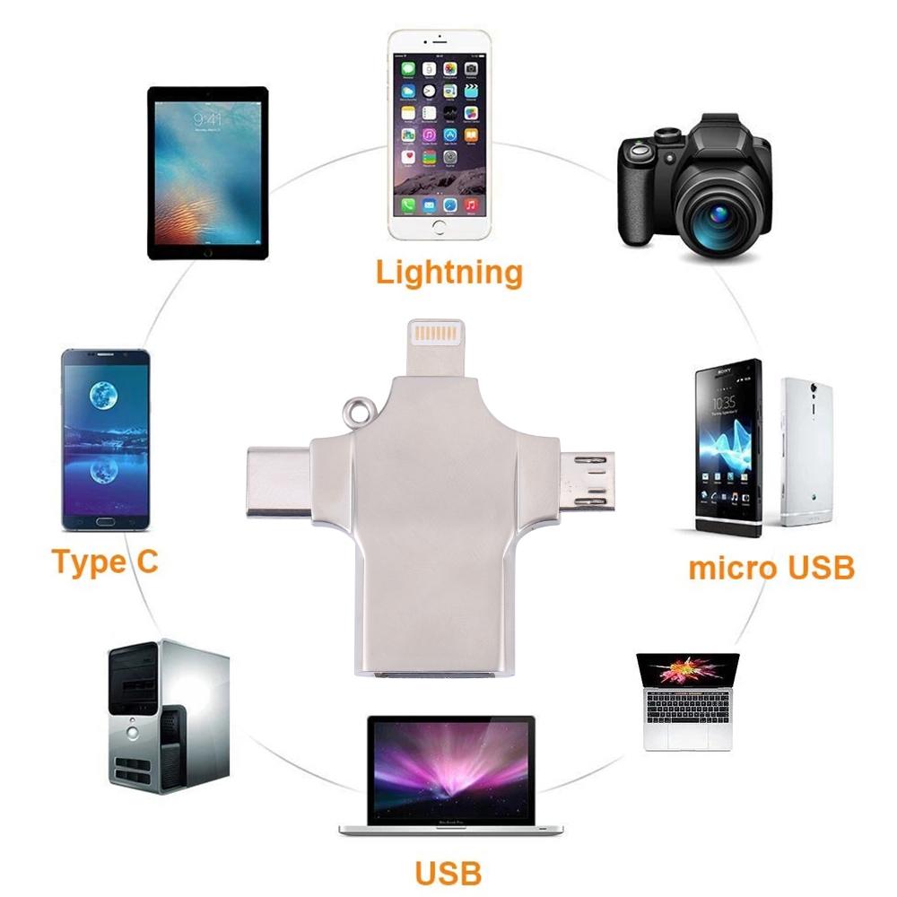 Multi Device USB Card Reader Adapter with Micro USB & USB C