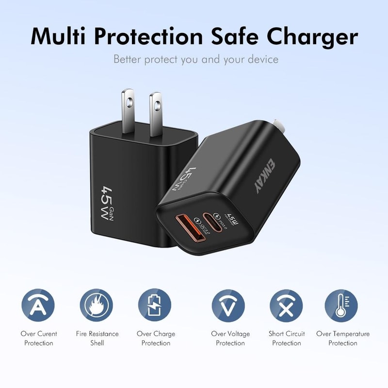 Dual Port USB C PD Quick Charger with US Plug