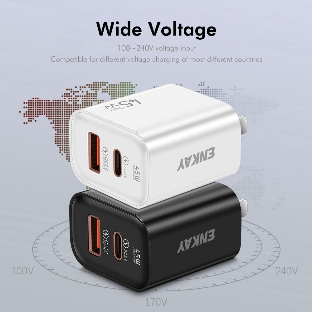 Dual Port USB C PD Quick Charger with US Plug