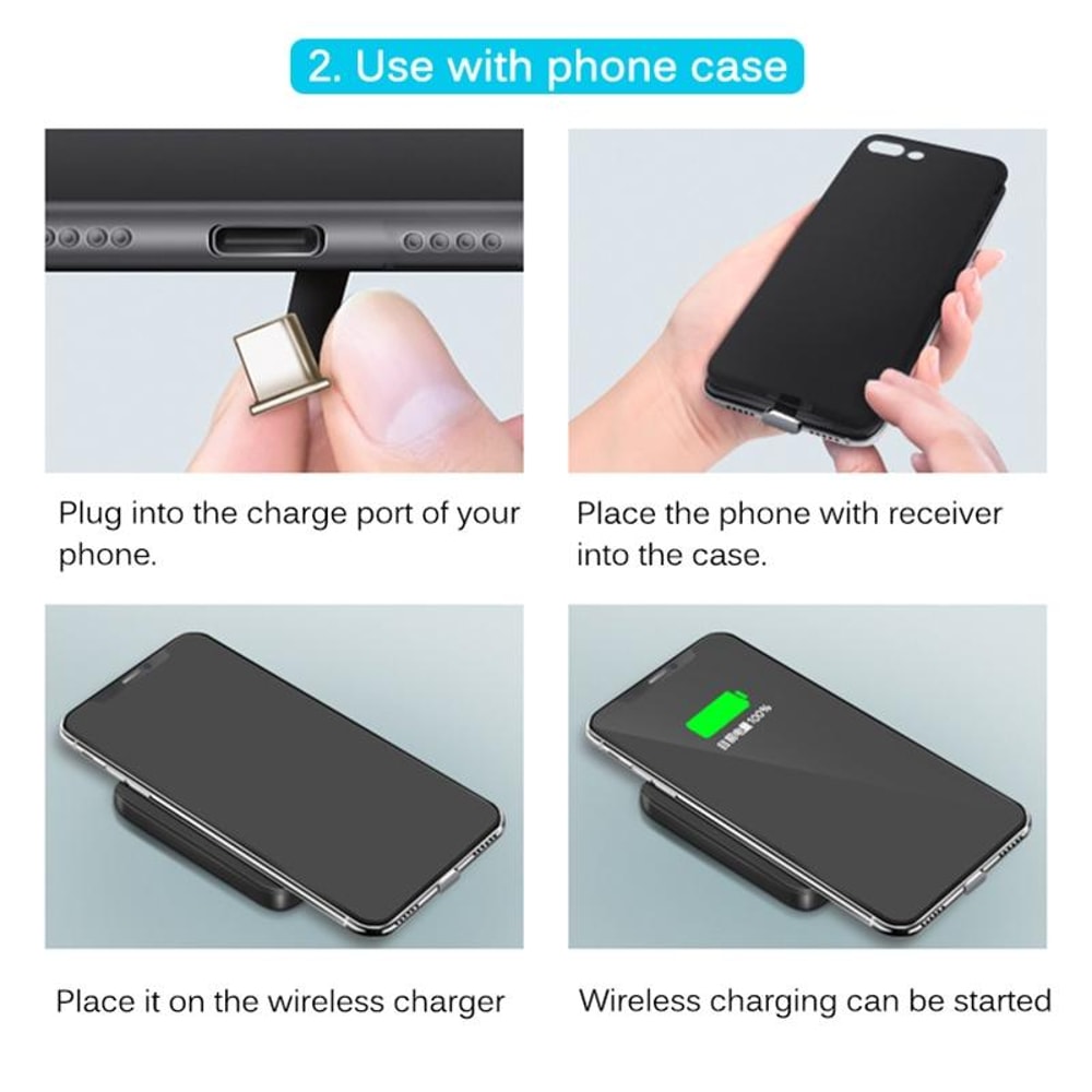 USB C Qi Wireless Charging Receiver Adapter