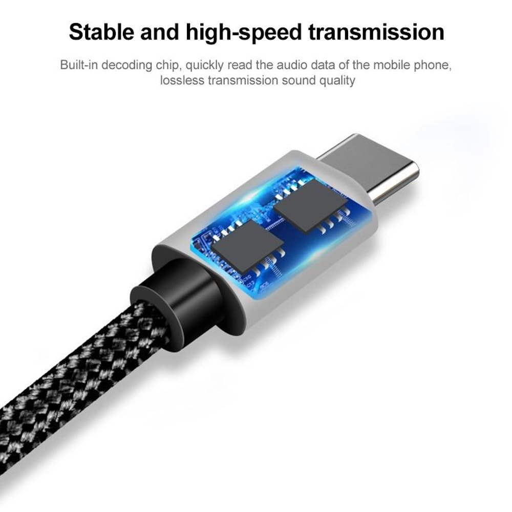 Premium USBC Audio Cable Durable Nylon Braided AUX 6
