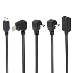 multiangle usb to micro usb adapter cable with straight, up, down & left angles
