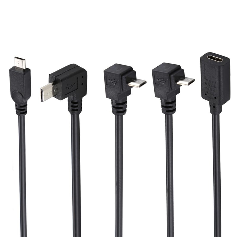 MultiAngle USB to Micro USB Adapter Cable with Straight, Up, Down & Left Angles