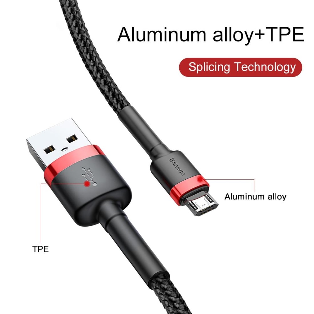 Baseus Braided Micro USB Charging Cable 1m Fast 24A Durable Sync 9