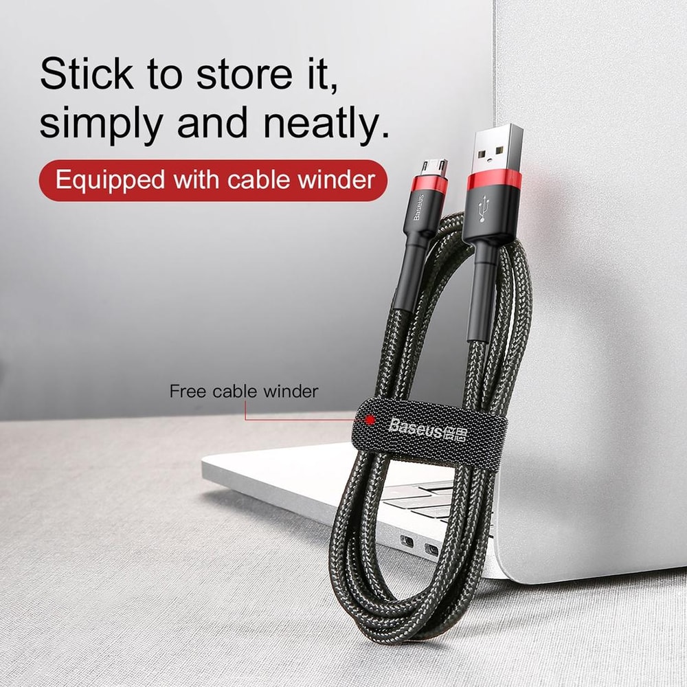 Baseus Braided Micro USB Charging Cable 1m Fast 24A Durable Sync 5