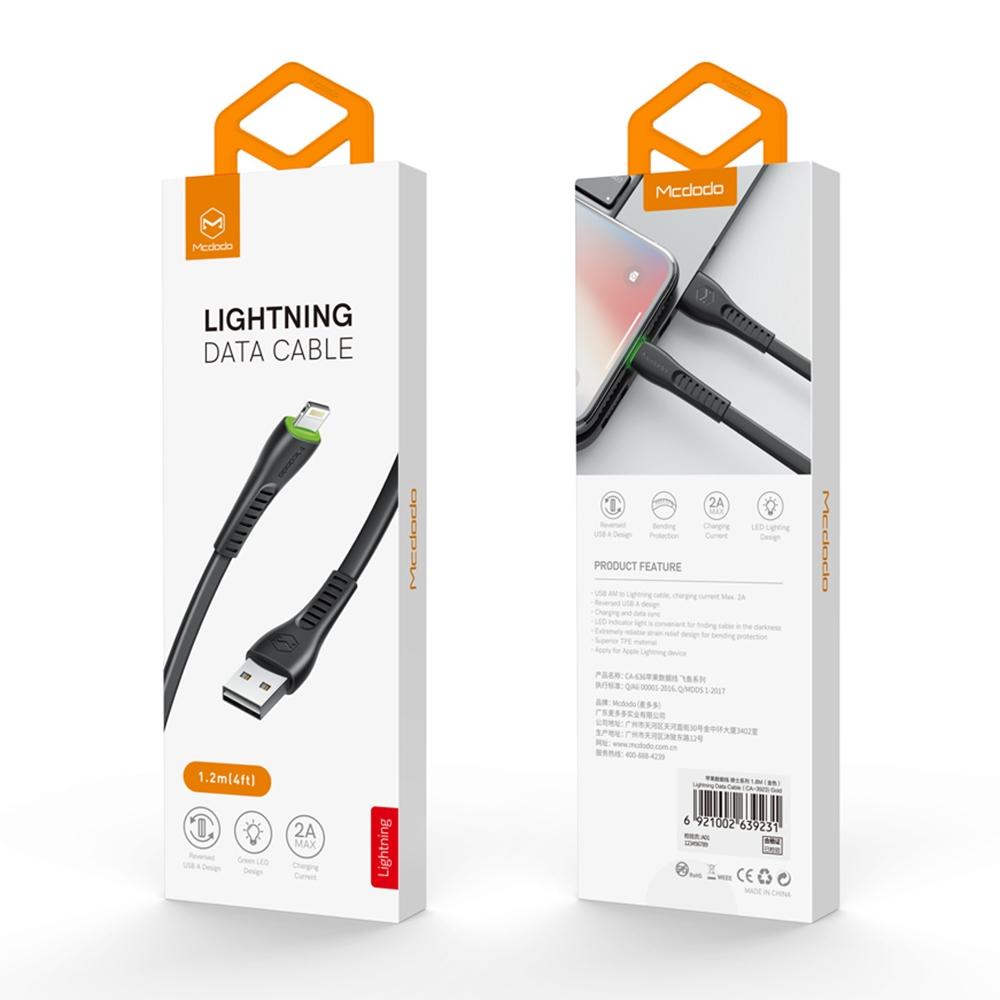 Mcdodo Flying Fish Series 8 Pin To USB LED Charging Cable 12m White 12