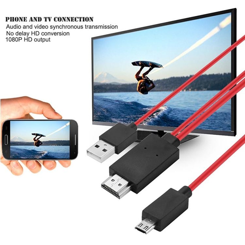 2m Full HD 1080P Micro USB to HDMI Adapter MHL Cable for HDTV