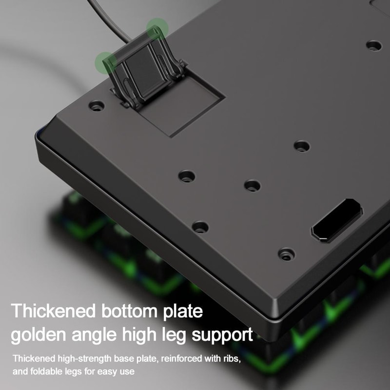 SHIPADOO K87 Rainbow Backlit Mechanical-Feel Gaming Keyboard 87-Key Ergonomic USB Wired Keyboard