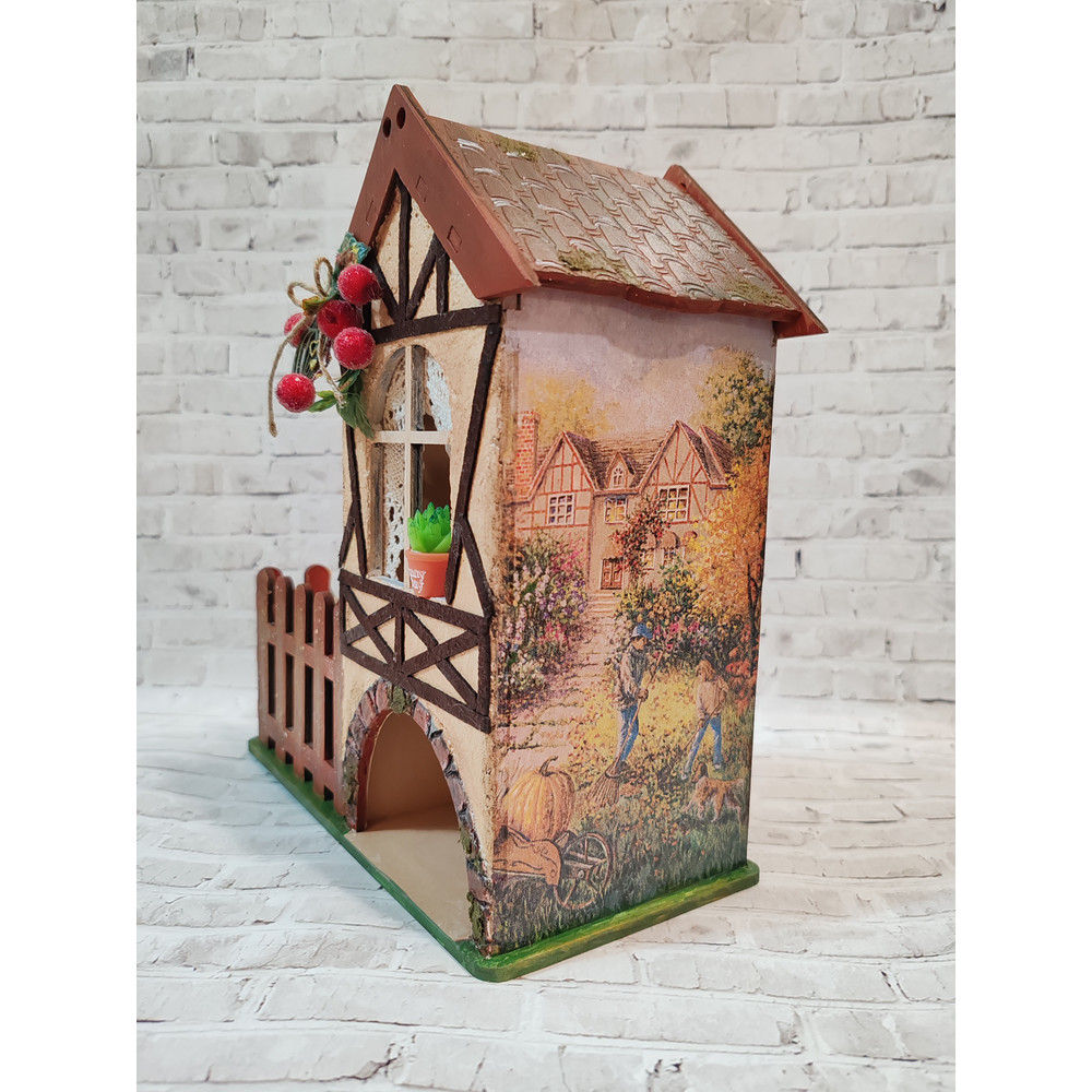 Wooden Tea Bag House Tea Bag Storage Tea Storage OrganizerTea BoxAutumnRustic StyleFarm Tea HouseA  1