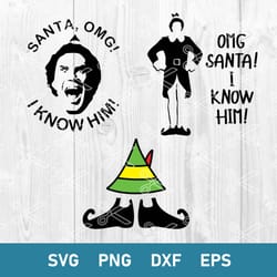 buddy the elf bundle svg, buddy elf christmas svg, santa omg i know him svg, png dxf eps instant download