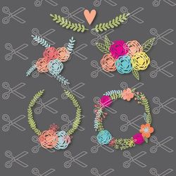 floral wreath bundle svg, floral wreath svg, floral wreath clipart, floral wreath cricut svg, instant download