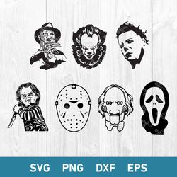 horror movies face bundle svg, horror movies characters svg, horror svg, halloween svg, png dxf eps file