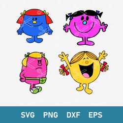 little miss bundle svg, little miss svg, little miss cunty svg, mr men svg, png dxf eps file