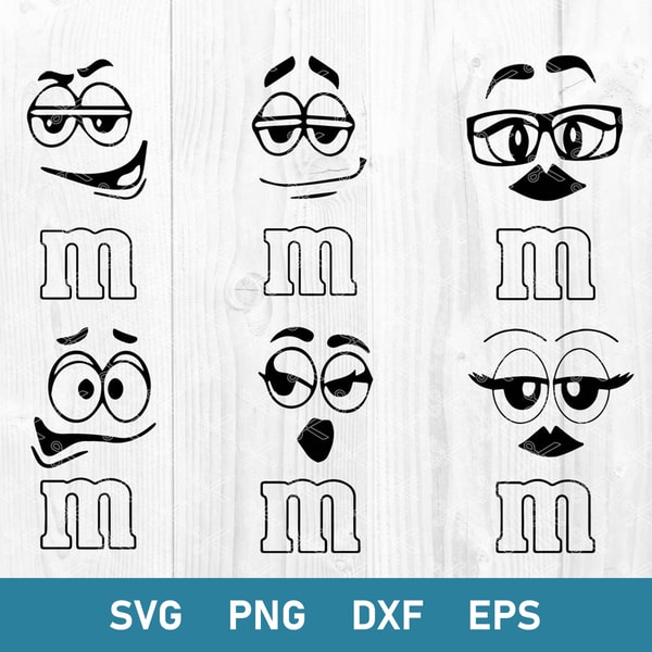 M Using Face M and M Face Bundle Svg, M and M Face Svg, M&M Faces Svg, M' | Inspire ...